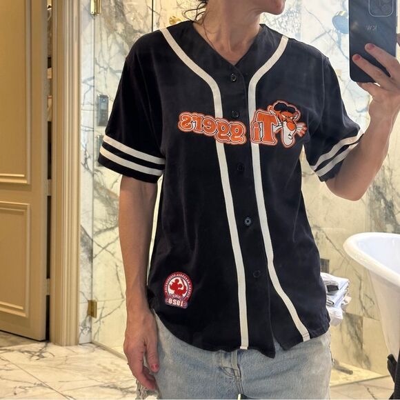 Disney | Navy Tigger Disney world Button Down Shirt with White Accents V-Neck - Picture 7 of 7